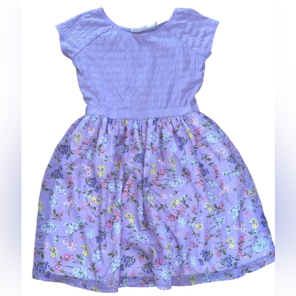 Purple Smocked Sundress with Flutter Sleeves - Girls Size 14